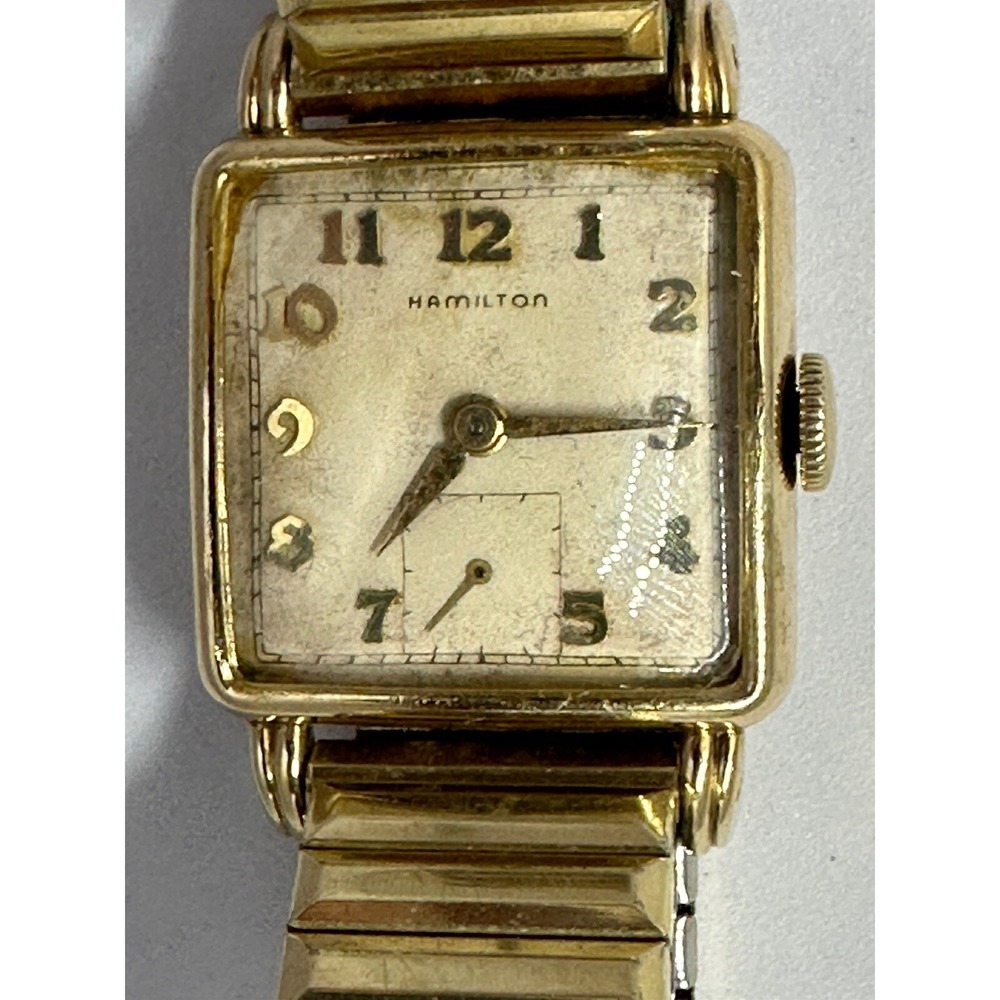 Hamilton 747 Watch Vintage 10K Gold Plated Not Working Womens Speidel Band 26MM